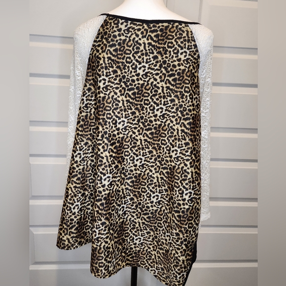 Poeme Leopard Asymmetrical Layered Tunic Top Shirt Long Sleeve Womans Sz M - Picture 4 of 8